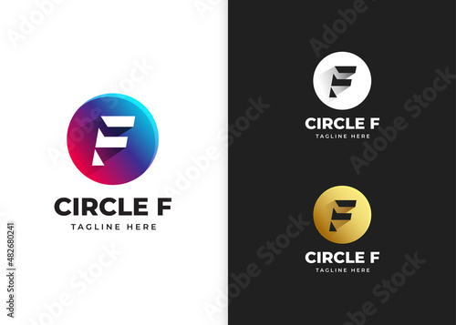 Letter F logo vector illustration with circle shape design