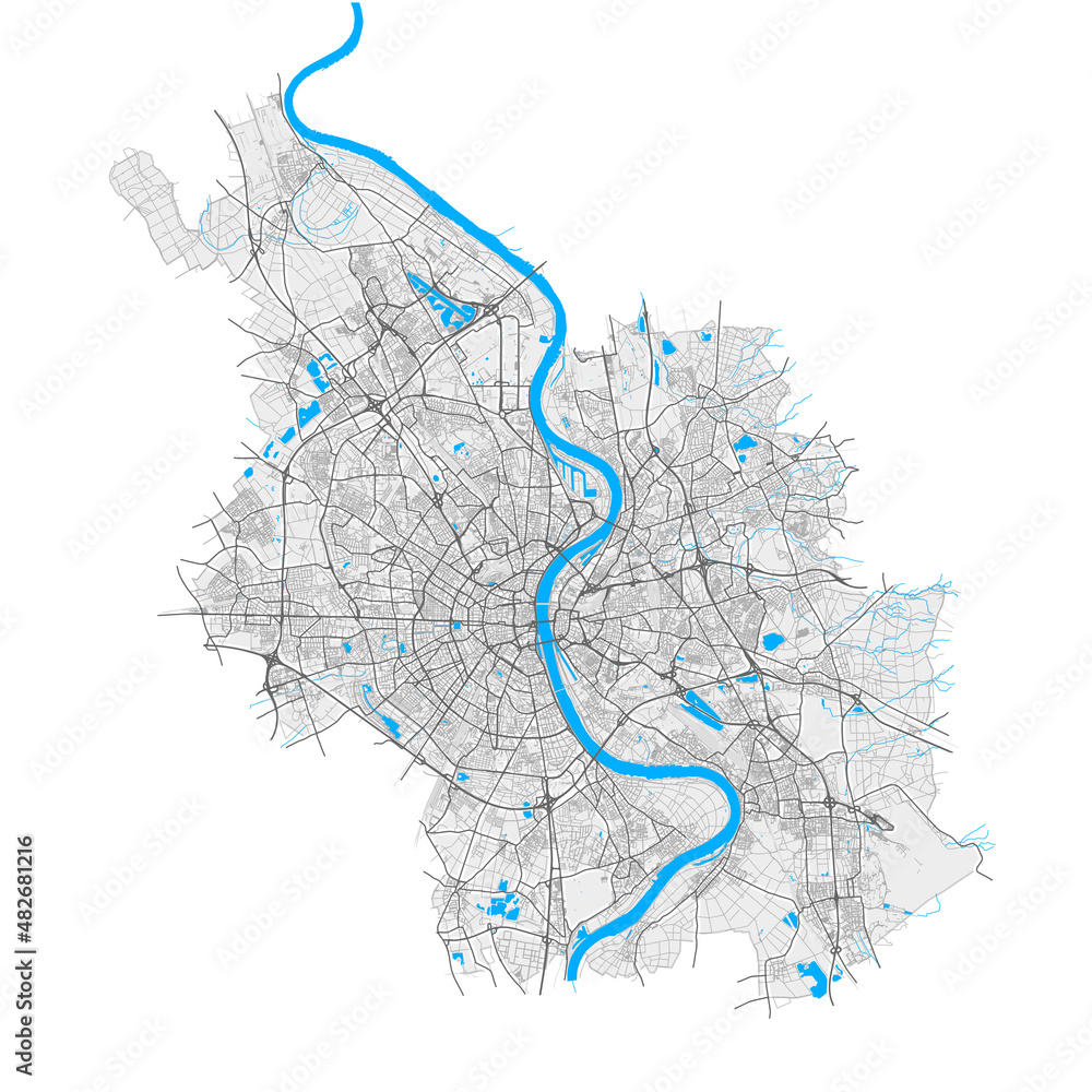 Fototapeta Koln, Germany Black and White high resolution vector map