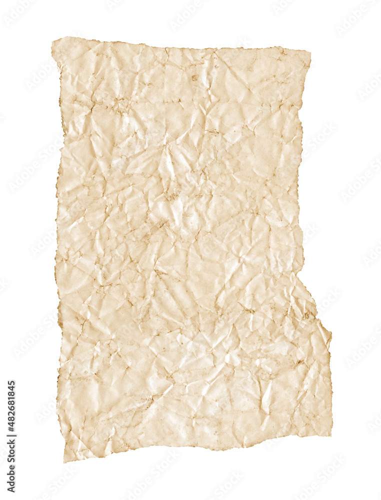 Old grunge paper sheet. Parchment isolated on white Old grunge paper sheet. Parchment isolated on white