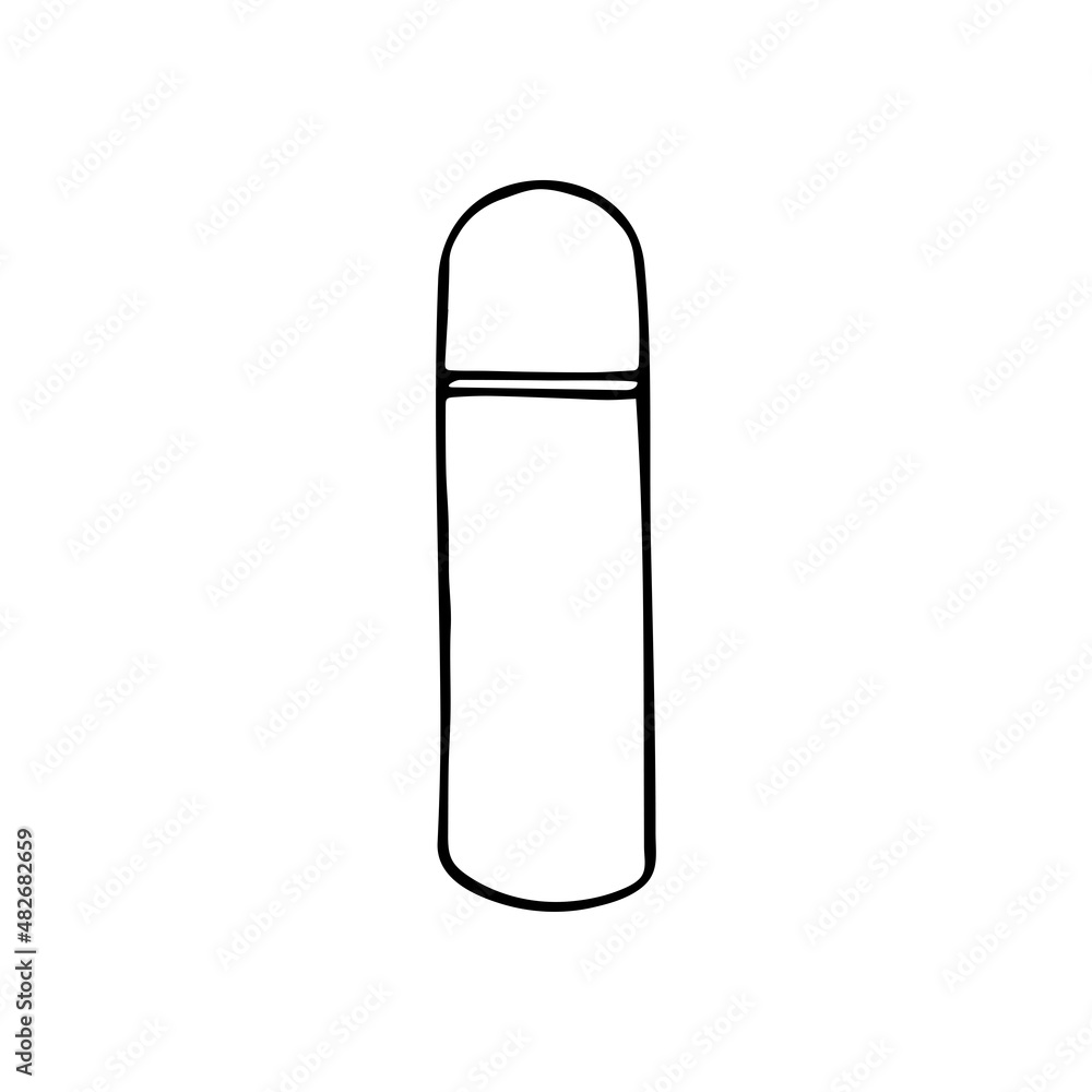 Hand drawn doodle thermos. Vacuum flask. Outline. Hand drawn doodle thermos. Vacuum flask. Outline.