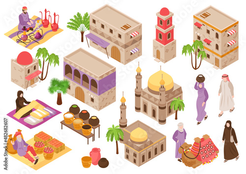 Middle Eastern Cityscape Isometric Set