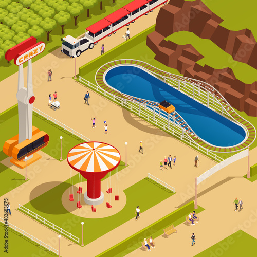 Amusement Park Isometric Composition