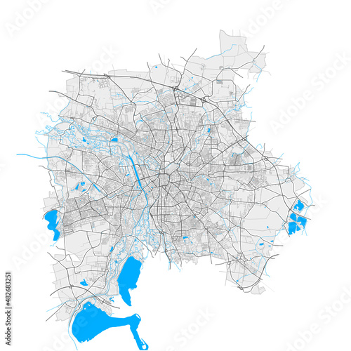 Leipzig, Germany Black and White high resolution vector map