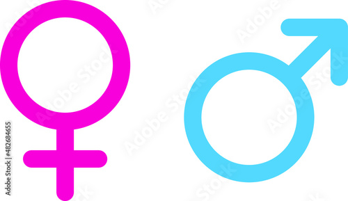 Female and male sex icon. Gender sign. Mars planet symbol. Vector illustration isolated on transparent background.