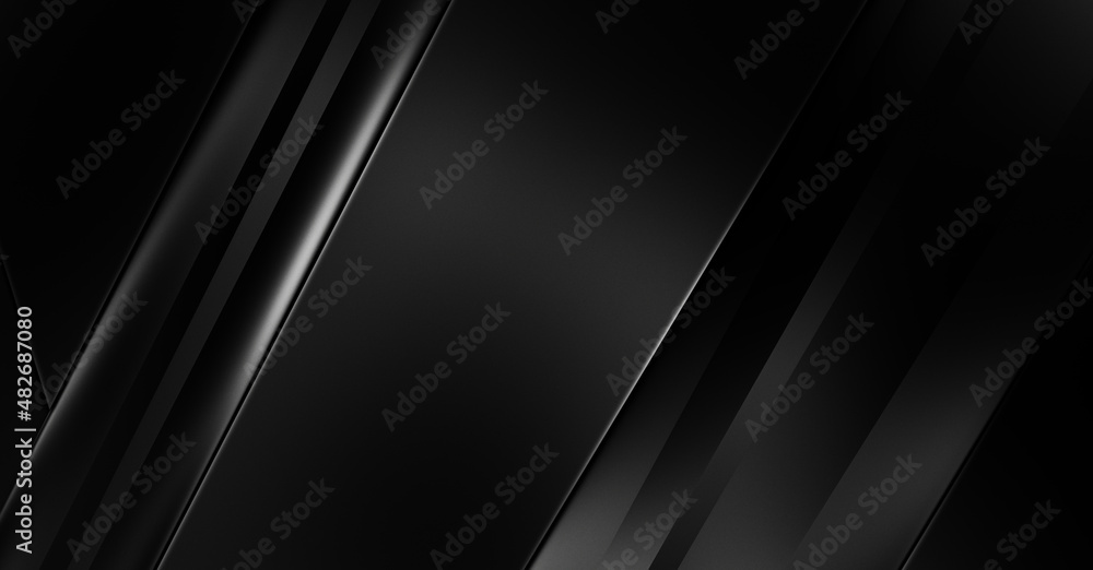 3d style black background with geometric layers. Abstract dark futuristic wallpaper. Elegant glossy stripes backdrop. Geometrical template design for poster, brochure, presentation, website. 3d style black background with geometric layers. Abstract dark futuristic wallpaper. Elegant glossy stripes backdrop. Geometrical template design for poster, brochure, presentation, website.