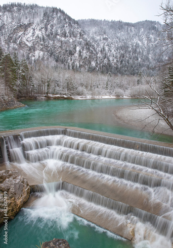 View of Waterfall Lechfall in Füssen Germany 