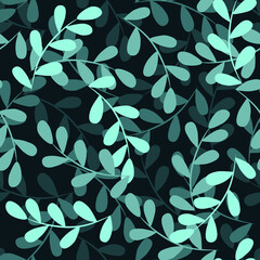 Sierkussen Turquoise patronen Donkergroen bladerenpatroon monochroom  © Inna