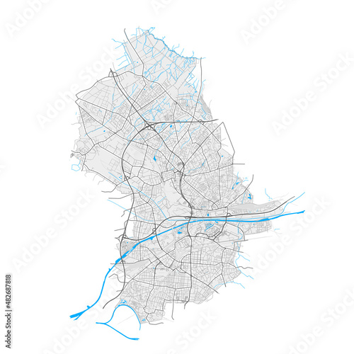 Oberhausen, Germany Black and White high resolution vector map