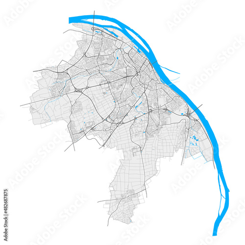 Mainz, Germany Black and White high resolution vector map