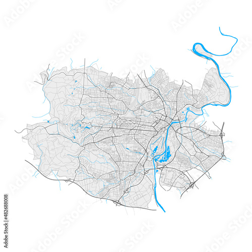 Kassel, Germany Black and White high resolution vector map