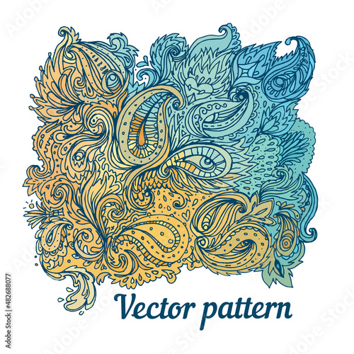 Vector colorful paisley texture with abstract flowers