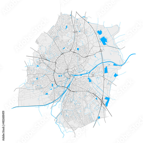 Oldenburg, Germany Black and White high resolution vector map