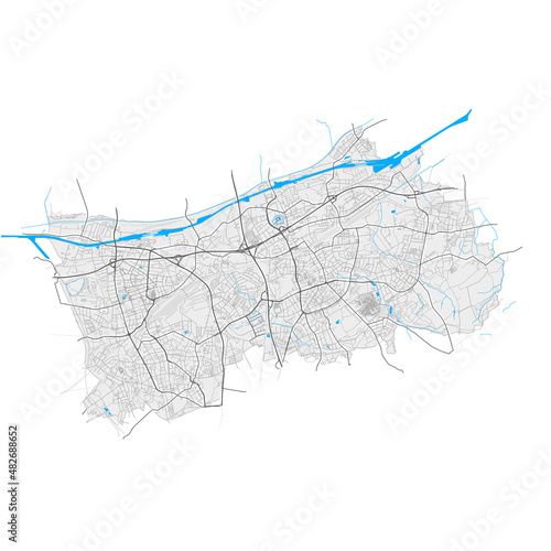 Herne, Germany Black and White high resolution vector map