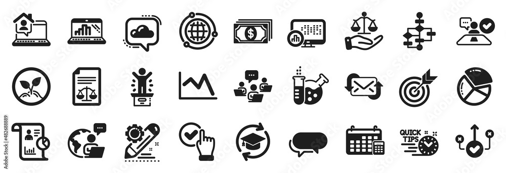 Set of Education icons, such as Block diagram, Cloud communication, Chemistry lab icons. Job interview, Report, Correct way signs. Quick tips, Messenger, Line chart. Graph laptop, Checkbox. Vector Set of Education icons, such as Block diagram, Cloud communication, Chemistry lab icons. Job interview, Report, Correct way signs. Quick tips, Messenger, Line chart. Graph laptop, Checkbox. Vector