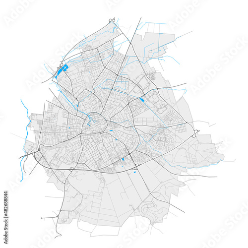 Paderborn, Germany Black and White high resolution vector map