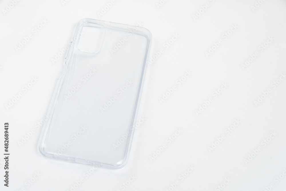 New transparent cellphone cover over isolated white background New transparent cellphone cover over isolated white background