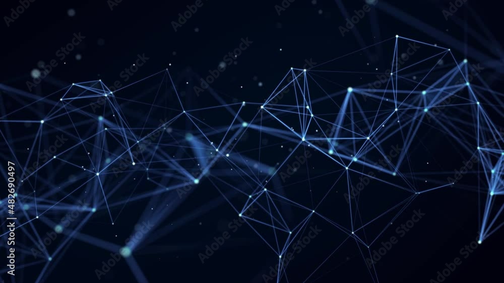 Abstract composition with connecting dots and lines. Blue background. Blurred particles. Plexus effect. Abstract composition with connecting dots and lines. Blue background. Blurred particles. Plexus effect.