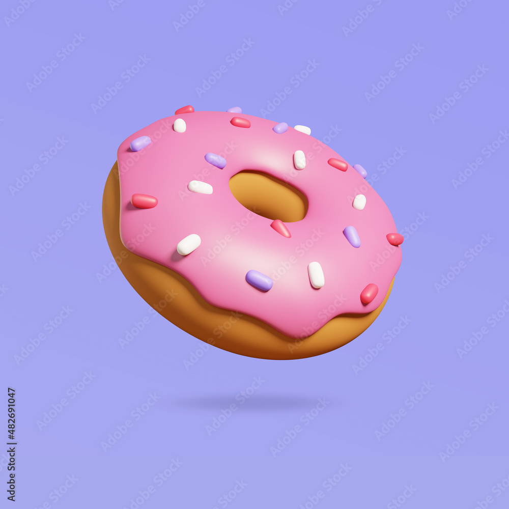 Yummy pink donut. 3d render Yummy pink donut. 3d render