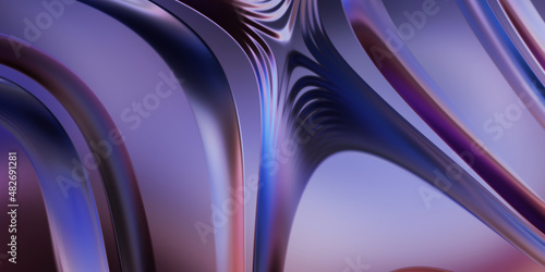 3D illustration of colorful wavy reflective design wallpaper. Graphic illustration for wallpaper  banner  background  card  book cover or website. Abstract background.