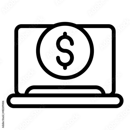 Buy online laptop icon outline vector. Computer store. Shop retail
