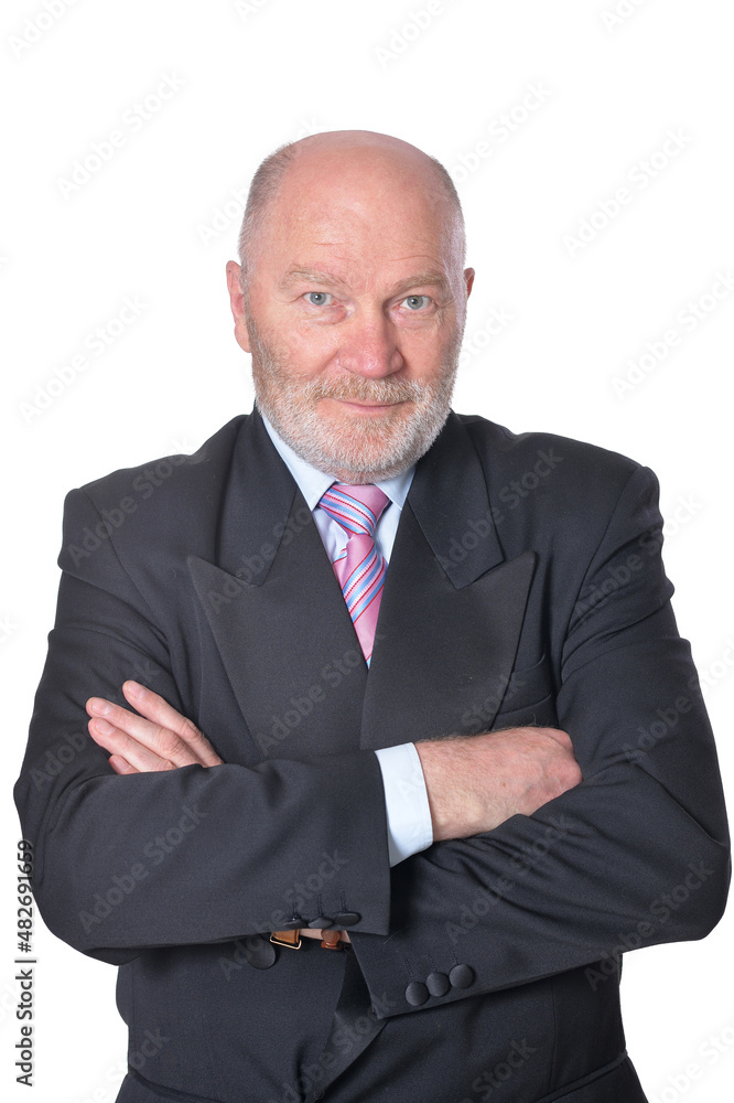 Portrait of elderly businessman on white background Portrait of elderly businessman on white background