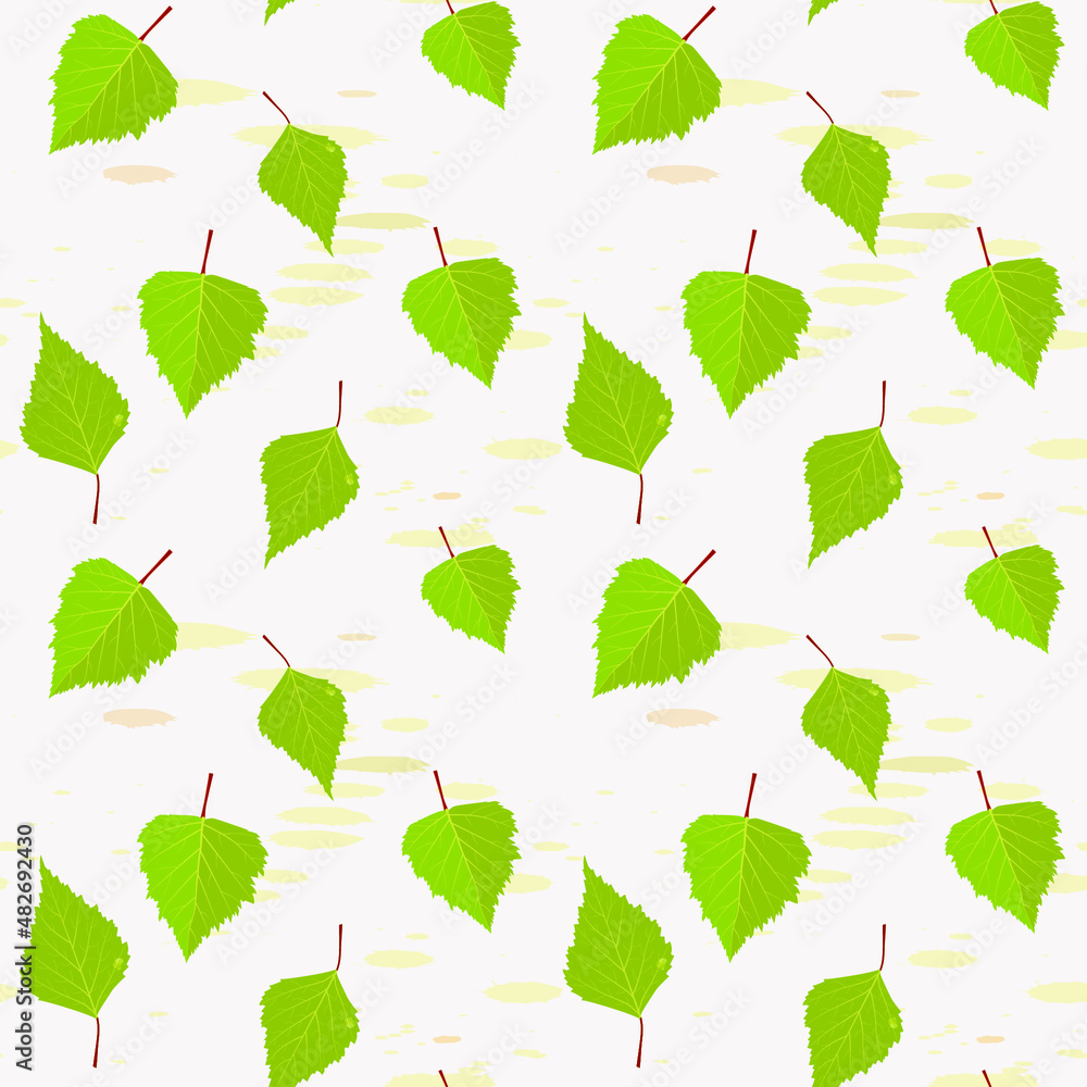 Birch leaves, seamless natural pattern