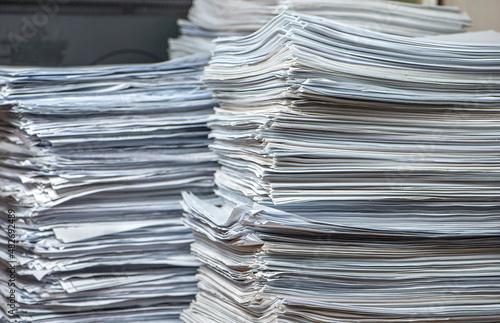 pile of paper documents in the office, paper trash, waste paper