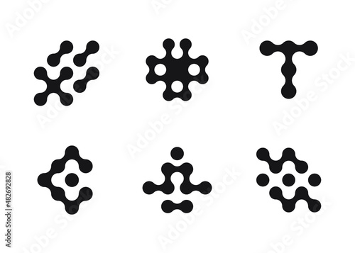 Metaball logo set. Rounded icons, Rorschach spots. Can be used for logos and corporate merchandise, abstract backgrounds and patterns. 