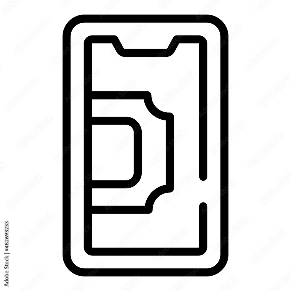 Smartphone cinema ticket icon outline vector. Book movie. Video library