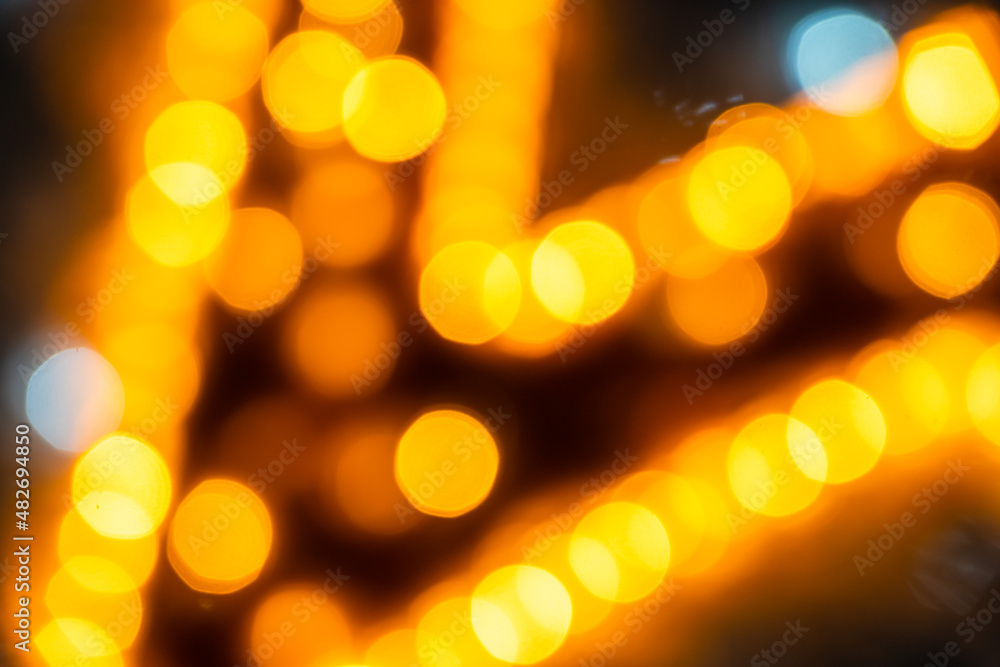 Golden abstract bokeh lights background