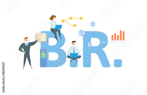 BR, Bills receivable. Concept with keyword, people and icons. Flat vector illustration. Isolated on white.