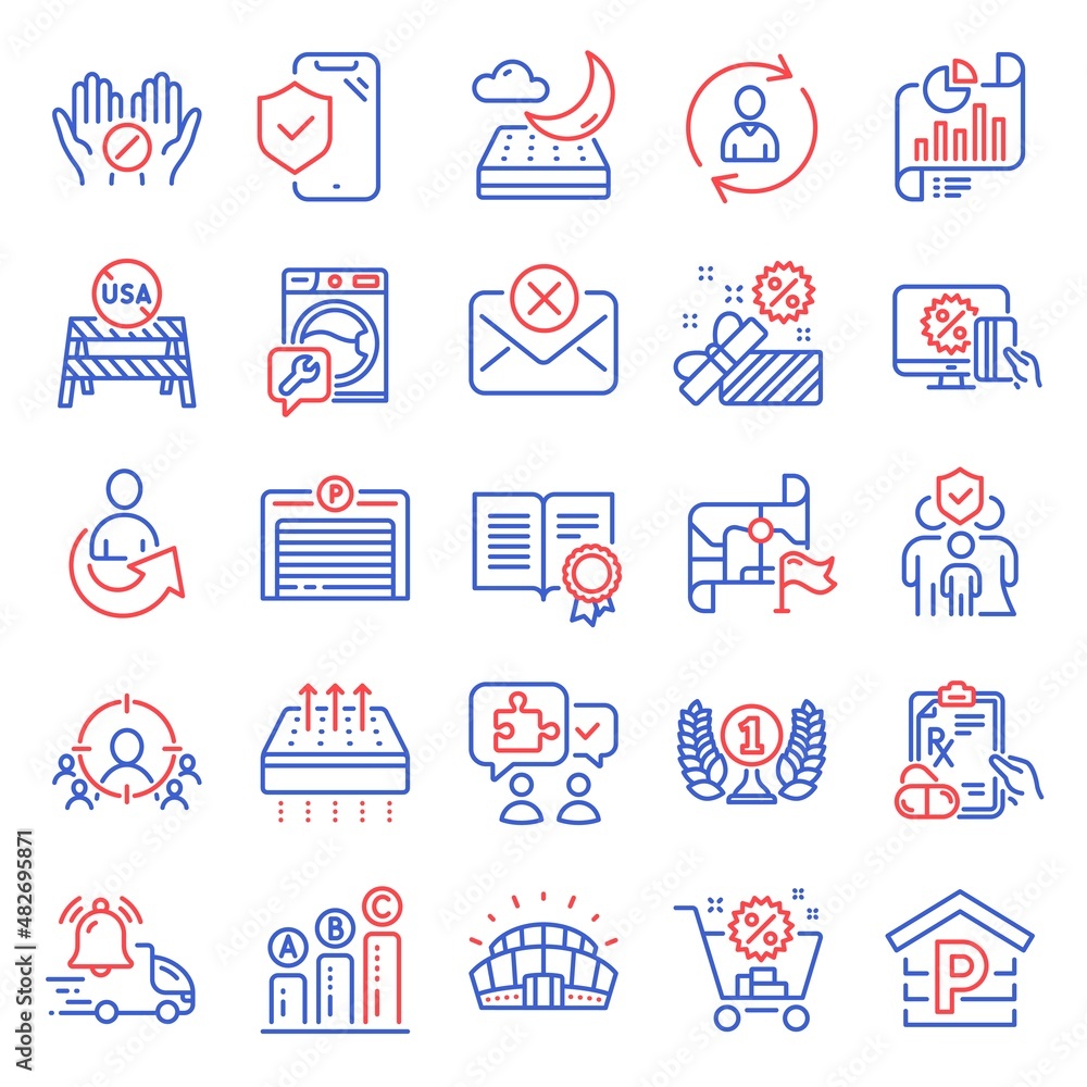 Business icons set. Included icon as Diploma, Laureate award, Medical tablet signs. Washing machine, Report document, Business targeting symbols. Family insurance, Reject mail, Graph chart. Vector Business icons set. Included icon as Diploma, Laureate award, Medical tablet signs. Washing machine, Report document, Business targeting symbols. Family insurance, Reject mail, Graph chart. Vector