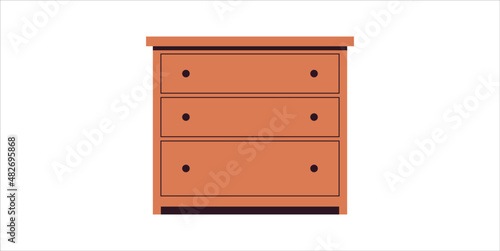 Furniture cabinet and home drawer design flat vector illustration.