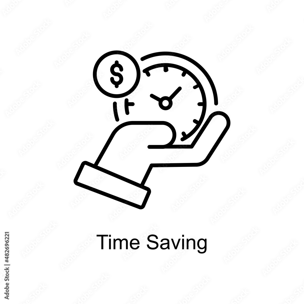 Time Saving vector Outline icon for web isolated on white background EPS 10 file