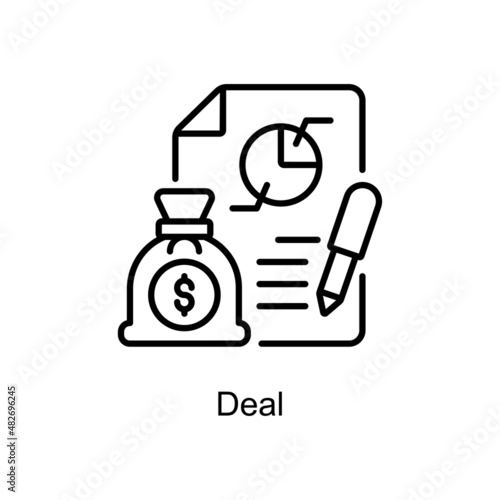 Deal vector Outline icon for web isolated on white background EPS 10 file