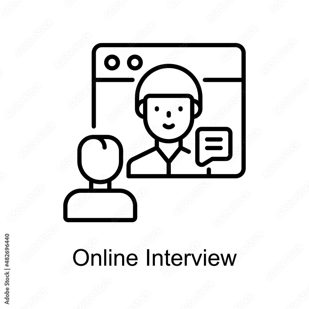 Online Interview vector Outline icon for web isolated on white background EPS 10 file