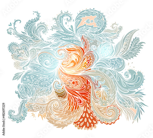 Vector colorful paisley texture with abstract flowers