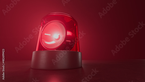 Принти на полотні 3d render red emergency flasher with volume light