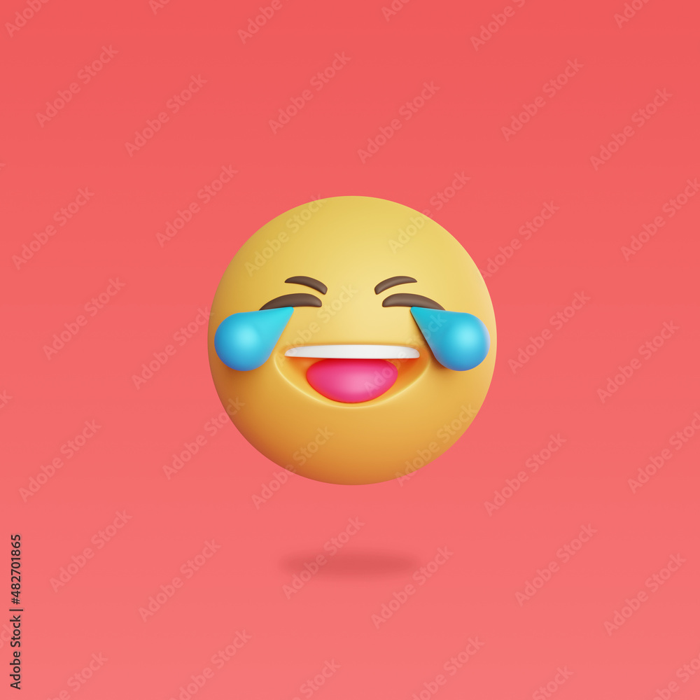 Fototapeta premium Laugh emoji icon. 3d render