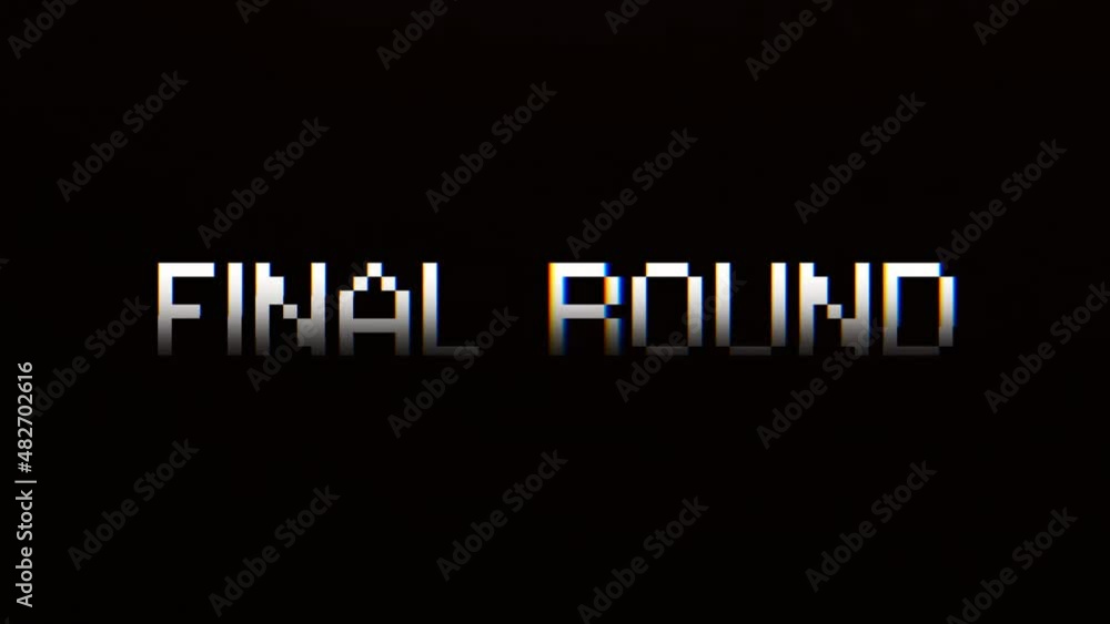 An 8-bit text message, Final Round, with an extreme intentional glitch distortion effect.
An 8-bit text message, Final Round, with an extreme intentional glitch distortion effect.