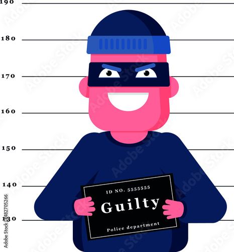 thief in jail holding a sign