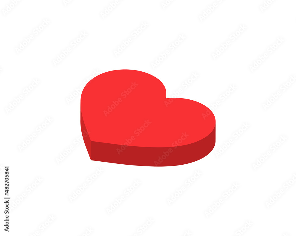 Love heart isometric icon concept. 3d concept. Vector illustration. Red isometric heart isolated on white Love heart isometric icon concept. 3d concept. Vector illustration. Red isometric heart isolated on white