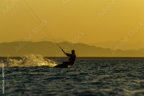 Sunset kiteboarding