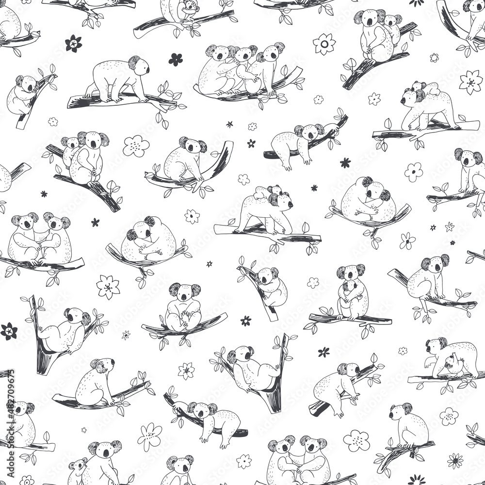 custom made wallpaper toronto digitalKoala animal with branches vector seamless pattern