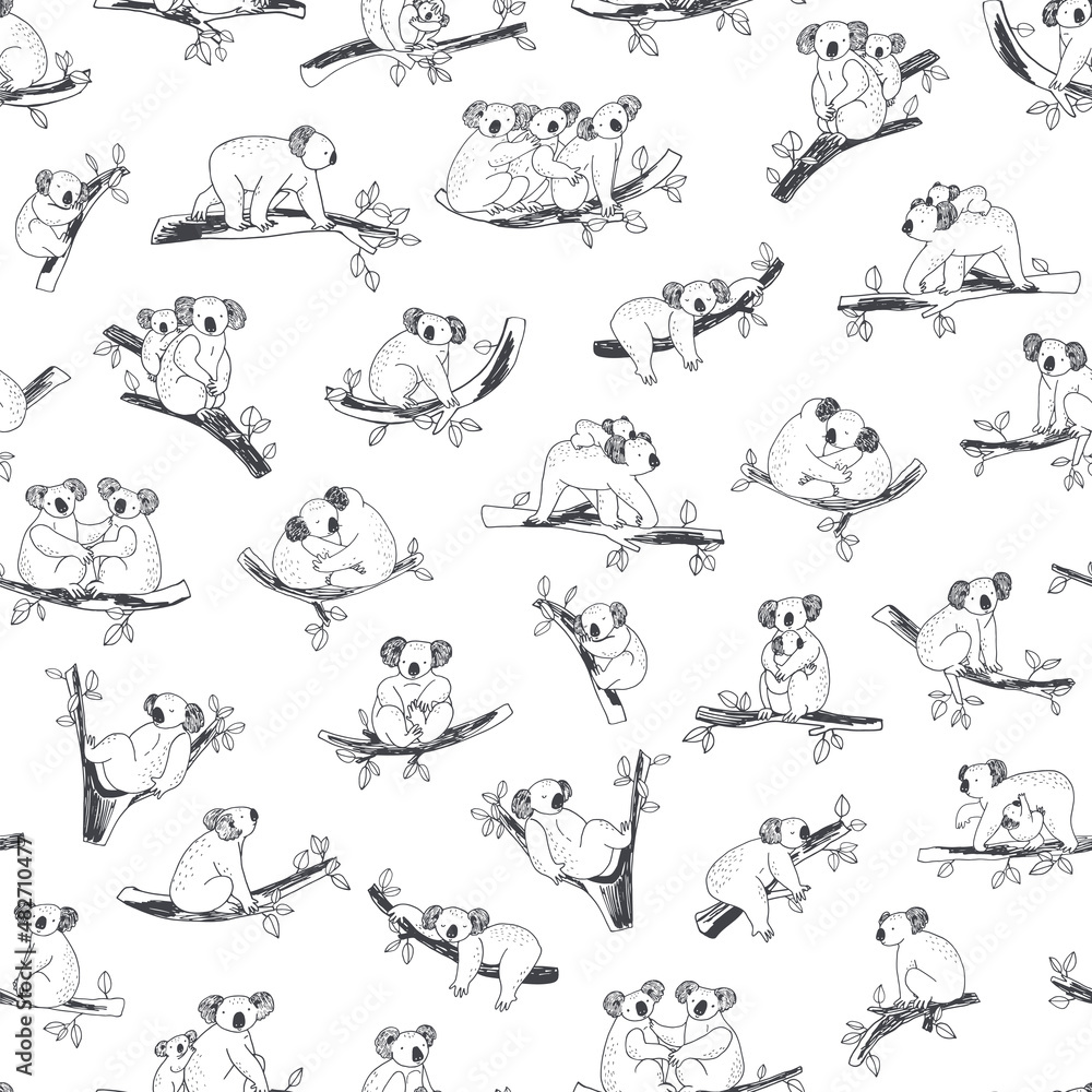 custom made wallpaper toronto digitalKoala animal with branches vector seamless pattern