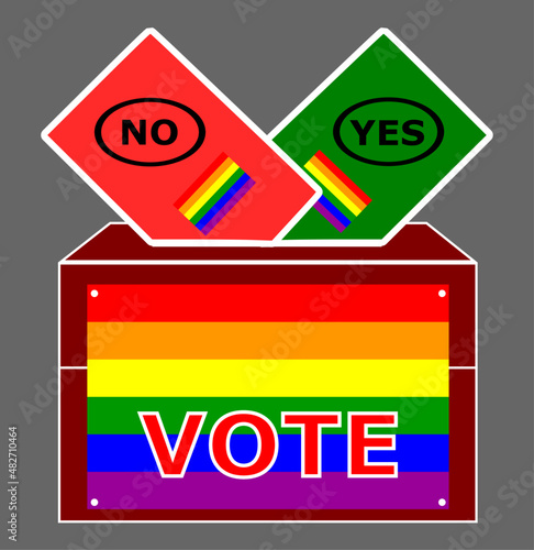 a ballot box in the colors of the LGBT community, the right to choose and equality for all