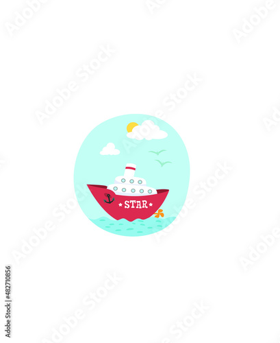 Cute boat images, Cartoon cruise ship, Vector image