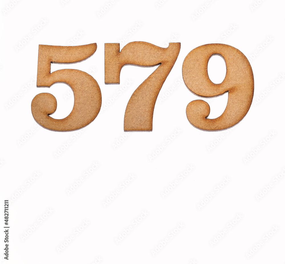 Number 579 - Piece of wood isolated on white background Number 579 - Piece of wood isolated on white background