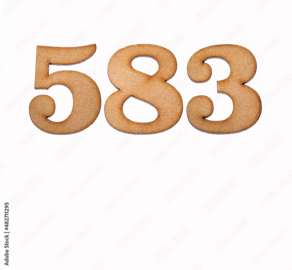 Number 583 - Piece of wood isolated on white background Number 583 - Piece of wood isolated on white background