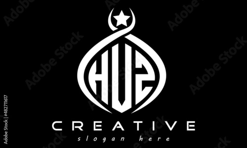 HVZ three letters monogram curved oval initial logo design, geometric minimalist modern business shape creative logo, vector template	 photo